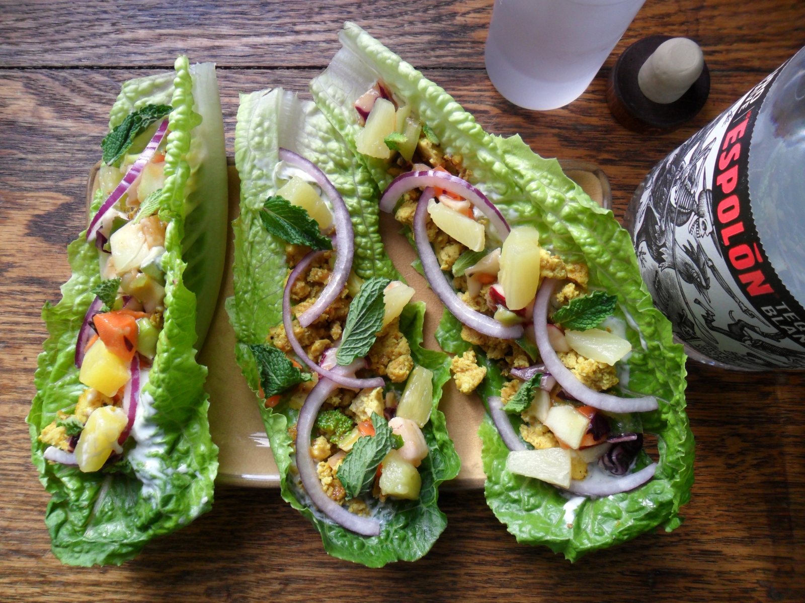 Sweet and Spicy Curried Tofu Taco Lettuce Wraps 